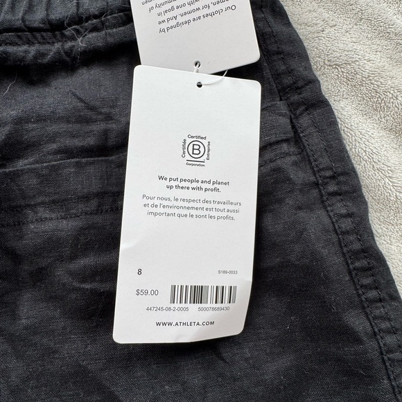 NWT Athleta Cabo Linen Women's Black Shorts - Picture 2 of 4